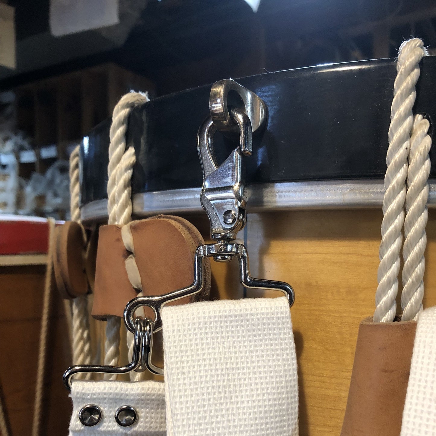 Snare Drum Sling, White Cotton Web Adjustable