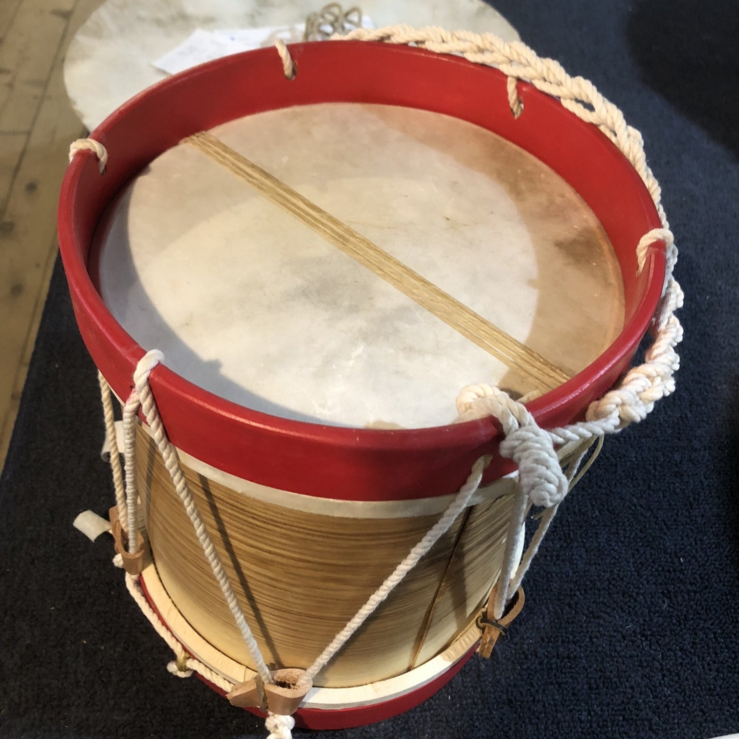 Child Size Rope Tension Snare Drum – 10" x 10" Ash Shell, Natural Skin Heads, Captured Gut