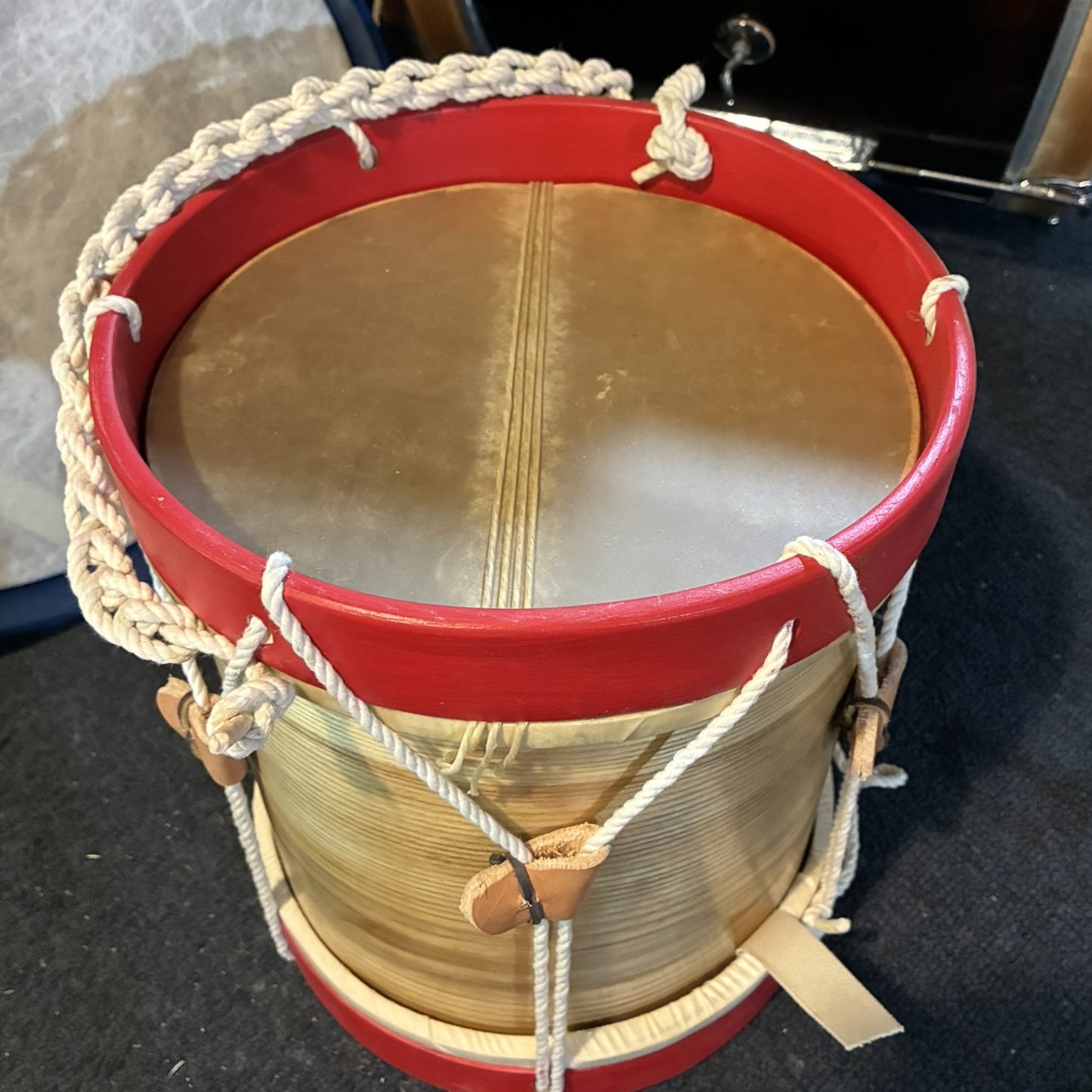 Child Size Rope Tension Snare Drum – 10" x 10" Ash Shell, Natural Skin Heads, Captured Gut