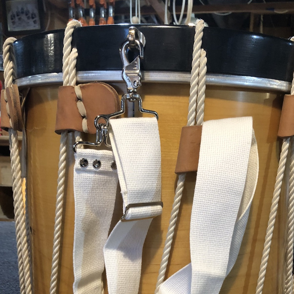 Snare Drum Sling, White Cotton Web Adjustable